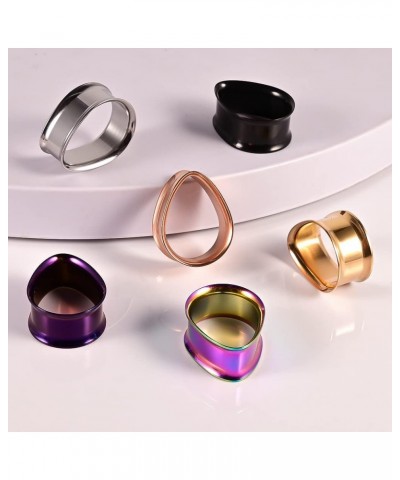 1 Pair 8-25mm Water Drop Design Stainless Steel Tunnels For Ears Gauges Plugs Stretchers Expander 0g-1 16mm(5/8") Gold $8.09 ...