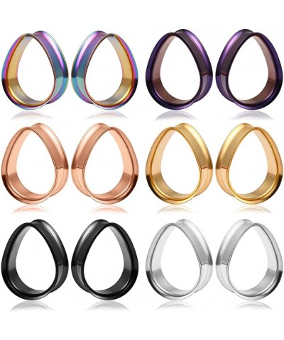 1 Pair 8-25mm Water Drop Design Stainless Steel Tunnels For Ears Gauges Plugs Stretchers Expander 0g-1 16mm(5/8") Gold $8.09 ...