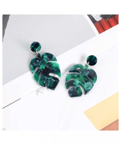 Acrylic Earrings For Women Girls Statement Palm Leaf Earrings Resin monstera Drop Dangle Earrings Fashion Jewelry Green $8.15...