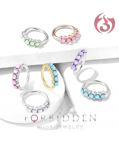 16-20g 8mm Bendable Surgical Steel Nose/Rook/Helix Hoop Lined with 5 Iridescent Faux Gemstones 18g Clear $10.63 Body Jewelry