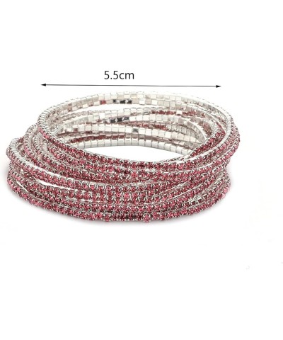 9PCS Rhinestone Stretch Bracelet for Women Multilayer Boho Stackable Bracelet for Women Stacking Tennis Bracelet Rhinestone B...