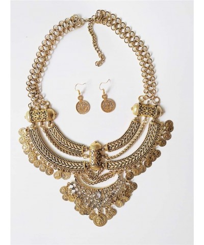 Fashion Bib Bohemian Coin Statement Necklace Punk Ethnic Jewelry for Women Gold $7.94 Necklaces