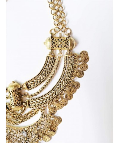 Fashion Bib Bohemian Coin Statement Necklace Punk Ethnic Jewelry for Women Gold $7.94 Necklaces