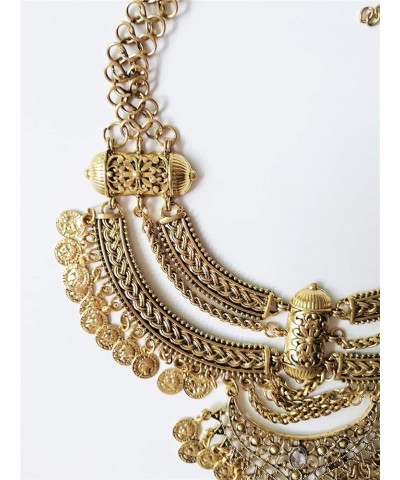 Fashion Bib Bohemian Coin Statement Necklace Punk Ethnic Jewelry for Women Gold $7.94 Necklaces