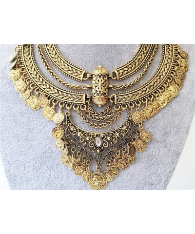 Fashion Bib Bohemian Coin Statement Necklace Punk Ethnic Jewelry for Women Gold $7.94 Necklaces