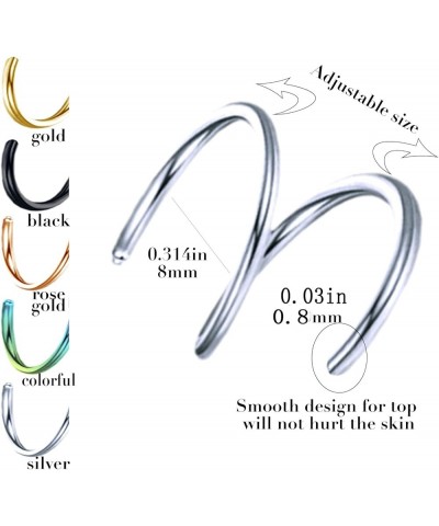 18G 20G Double Nose Ring for Single Piercing Stainless Steel Left and Right Double Hoop Nose Ring Spiral Nose Hoops Double No...