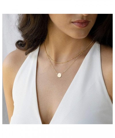 18K Gold Plated Layered Necklace for Women/Faith Pendant Choker Layered Cross Necklace Tiny Dainty Chain Necklace Gift Disk $...