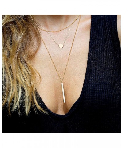 18K Gold Plated Layered Necklace for Women/Faith Pendant Choker Layered Cross Necklace Tiny Dainty Chain Necklace Gift Disk $...