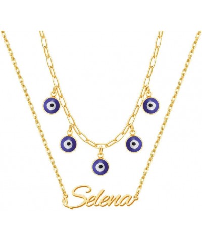 Evil Eye Necklaces for Women, 18K Gold Plated Custom Layered Name Necklace Turkish Protection Jewelry Gifts for Her Style 06 ...