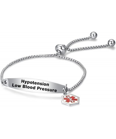 Red Medical Alert ID Bracelet for Women Men Emergency First Aid Engraved Adjustable Stainless Steel Chain Bracelets Hypotensi...