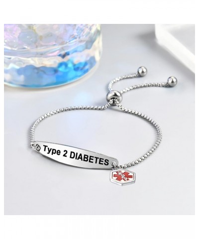 Red Medical Alert ID Bracelet for Women Men Emergency First Aid Engraved Adjustable Stainless Steel Chain Bracelets Hypotensi...