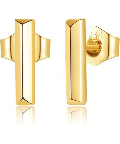 Gold Stud Earrings 14K Solid Stud Earrings Gold Jewelry Gifts for Women Girls Minimalism Lovers F-Bar $71.75 Earrings