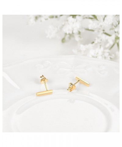 Gold Stud Earrings 14K Solid Stud Earrings Gold Jewelry Gifts for Women Girls Minimalism Lovers F-Bar $71.75 Earrings