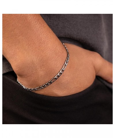 Shop Figaro Chain Bracelet - 4MM/6MM Sizes - 6/7/8/9 Inch Lengths - Gold/White Gold 6.0 Inches 4MM White Gold $35.00 Bracelets