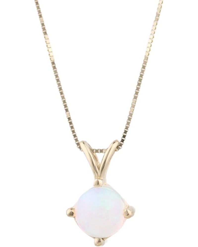 14K Yellow Gold Natural Rainbow Ethiopian Opal (6mm) Cabochon Necklace. 18" Yellow Gold Box Chain. Pendant & Chain $54.12 Nec...