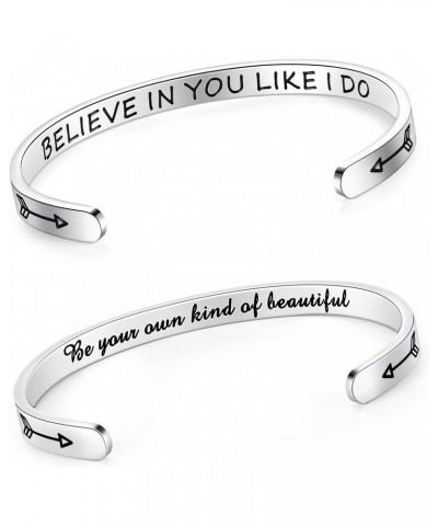 Set of 2 Bracelets for Women Teens Engraved Believe in You Like I Do and Be Your Own Kind of Beautiful $18.54 Bracelets