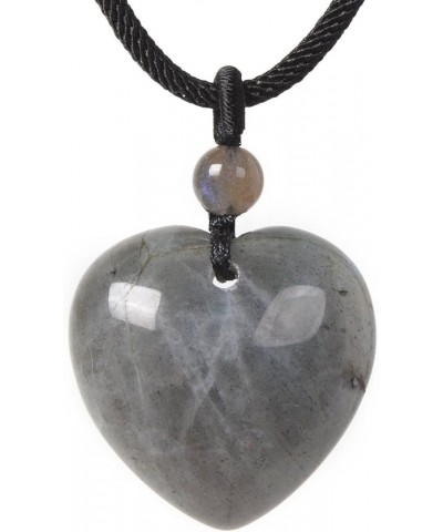 25mm Gemstone carved heart pendant necklace 22 Labradorite $8.54 Necklaces