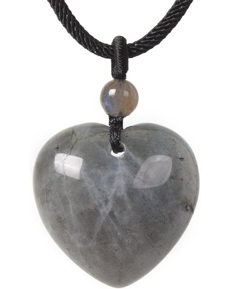 25mm Gemstone carved heart pendant necklace 22 Labradorite $8.54 Necklaces