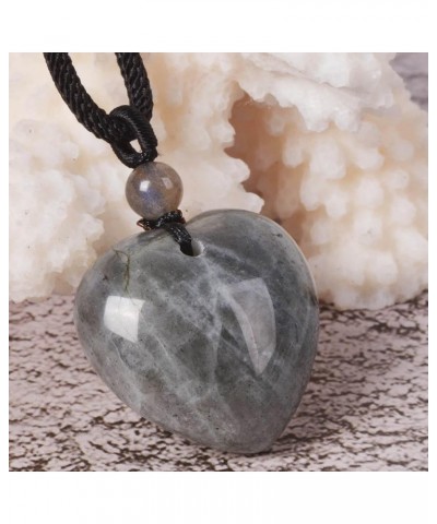 25mm Gemstone carved heart pendant necklace 22 Labradorite $8.54 Necklaces