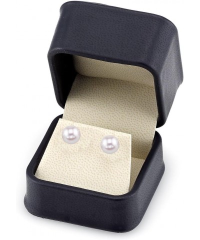 18K Gold AAA Quality Round White Akoya Cultured Pearl Stud Earrings for Women $64.02 Earrings