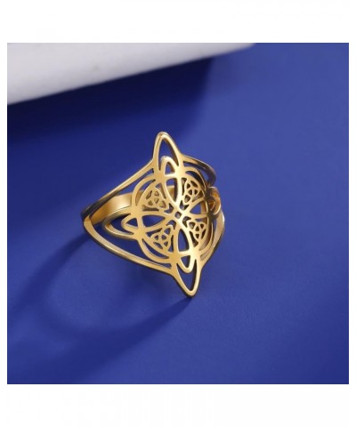 Openworked Witches Knot Ring Stainless Steel Pagan Wiccan Symbol Magic Knot 4-Pointed Celtic Knot Witchcraft Amulet Rings for...