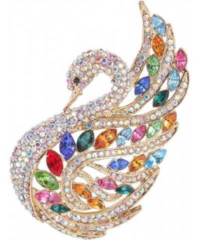 Women's Austrian Crystal Elegant Swan Bird Bridal Brooch Pin Multicolor Gold-Tone $14.81 Brooches & Pins