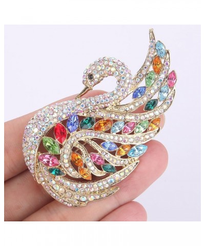 Women's Austrian Crystal Elegant Swan Bird Bridal Brooch Pin Multicolor Gold-Tone $14.81 Brooches & Pins