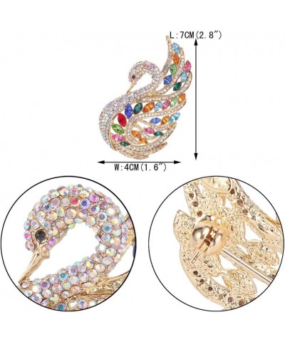 Women's Austrian Crystal Elegant Swan Bird Bridal Brooch Pin Multicolor Gold-Tone $14.81 Brooches & Pins