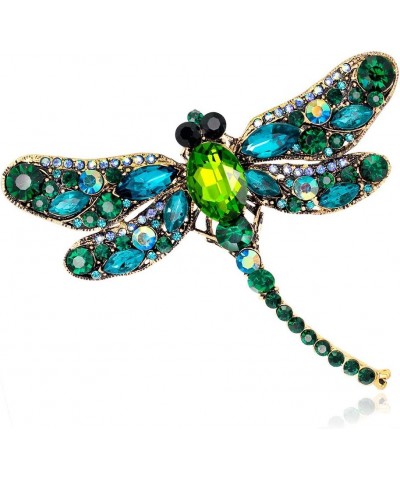 Crystal Rhinestone Dragonfly Brooch Pin Jewelry Birthday Gifts Mother's Day Brooches and Pins Green-01 $7.27 Brooches & Pins