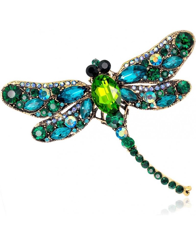 Crystal Rhinestone Dragonfly Brooch Pin Jewelry Birthday Gifts Mother's Day Brooches and Pins Green-01 $7.27 Brooches & Pins