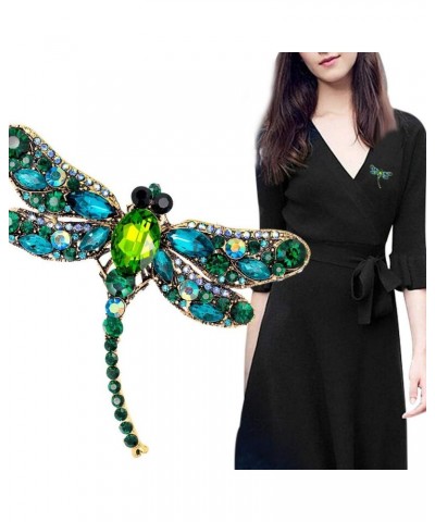 Crystal Rhinestone Dragonfly Brooch Pin Jewelry Birthday Gifts Mother's Day Brooches and Pins Green-01 $7.27 Brooches & Pins