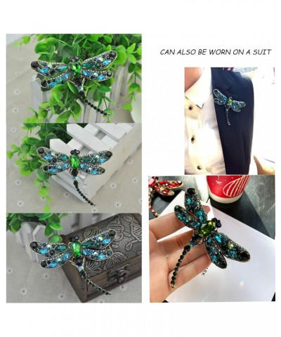 Crystal Rhinestone Dragonfly Brooch Pin Jewelry Birthday Gifts Mother's Day Brooches and Pins Green-01 $7.27 Brooches & Pins