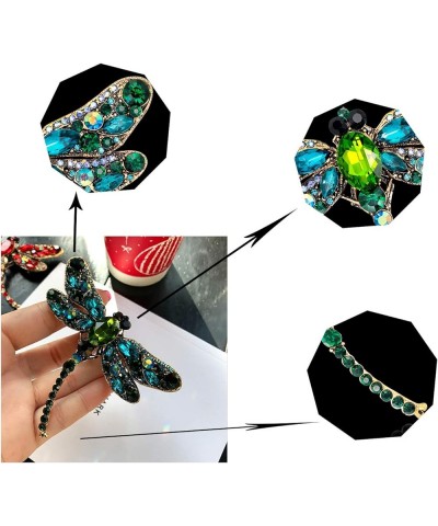 Crystal Rhinestone Dragonfly Brooch Pin Jewelry Birthday Gifts Mother's Day Brooches and Pins Green-01 $7.27 Brooches & Pins