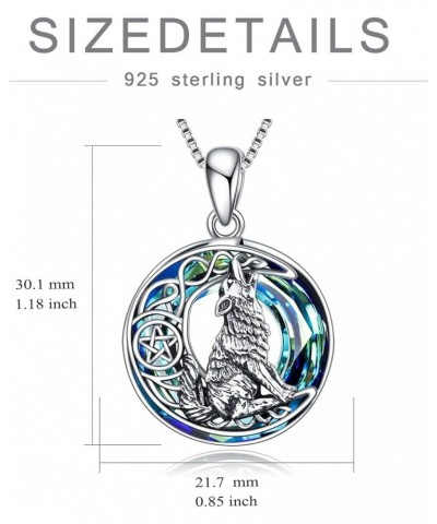 Wolf Jewelry [ Wolf Necklace/Urn Necklace] Sterling Silver Crystal Opal Howling Wolf Pendant Necklace for Wolf Lover Women Me...