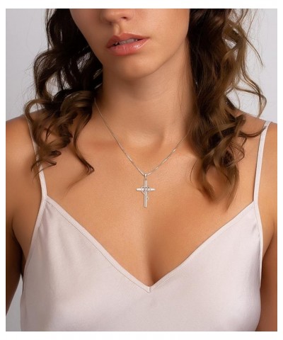 Infinity Heart Cross Necklace Sterling Silver Crucifix Pendant Gemstones Criss Jewelry for Women 04-diamond-Apr $24.20 Necklaces