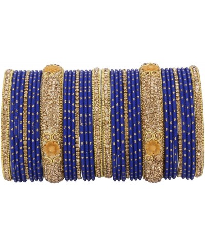 Indian Bangle Set Rhinestone CZ Crystal Wedding Bridal Metal Bangle Bracelets Jewelry Royal Blue 2-4 $17.39 Bracelets