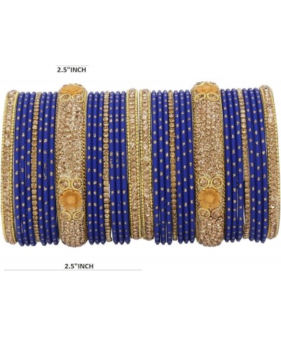 Indian Bangle Set Rhinestone CZ Crystal Wedding Bridal Metal Bangle Bracelets Jewelry Royal Blue 2-4 $17.39 Bracelets