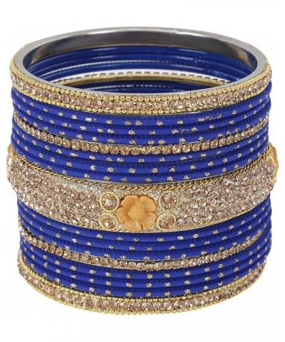 Indian Bangle Set Rhinestone CZ Crystal Wedding Bridal Metal Bangle Bracelets Jewelry Royal Blue 2-4 $17.39 Bracelets