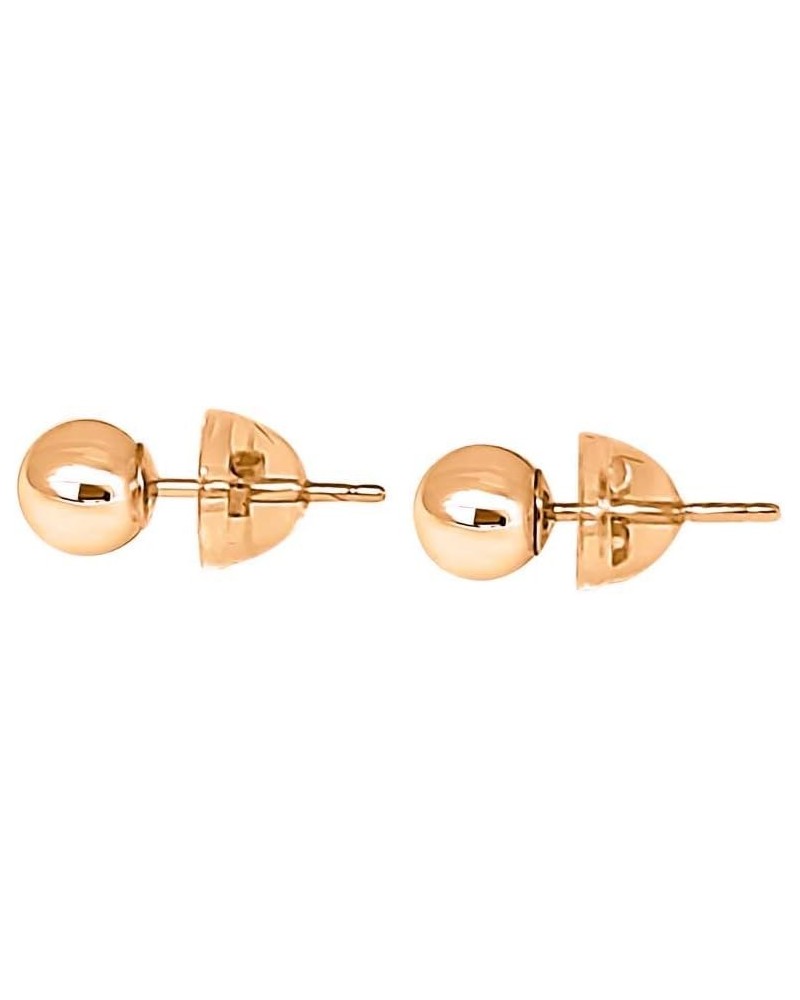 14K Solid Yellow and Rose Gold Ball Earring/Stud Earrings (3MM - 7MM) For Women with Secure Push Back 4MM Rose Gold $24.50 Ea...