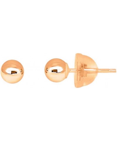 14K Solid Yellow and Rose Gold Ball Earring/Stud Earrings (3MM - 7MM) For Women with Secure Push Back 4MM Rose Gold $24.50 Ea...