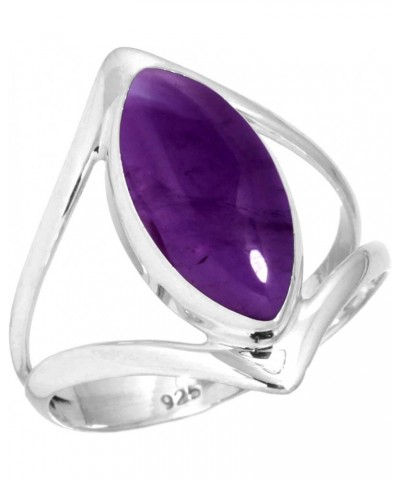 925 Sterling Silver Handmade Ring for Women 8x16 Marquoise Gemstone Fashion Jewelry for Gift (99100_R) Amethyst $15.33 Rings
