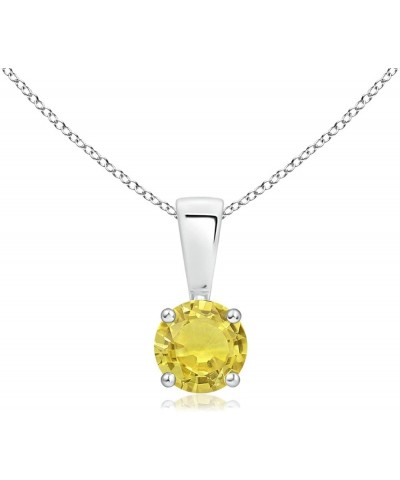 Natural Yellow Sapphire Solitaire Pendant Necklace for Women, Girls in 14K Solid Gold/Platinum/Sterling Silver | September Bi...