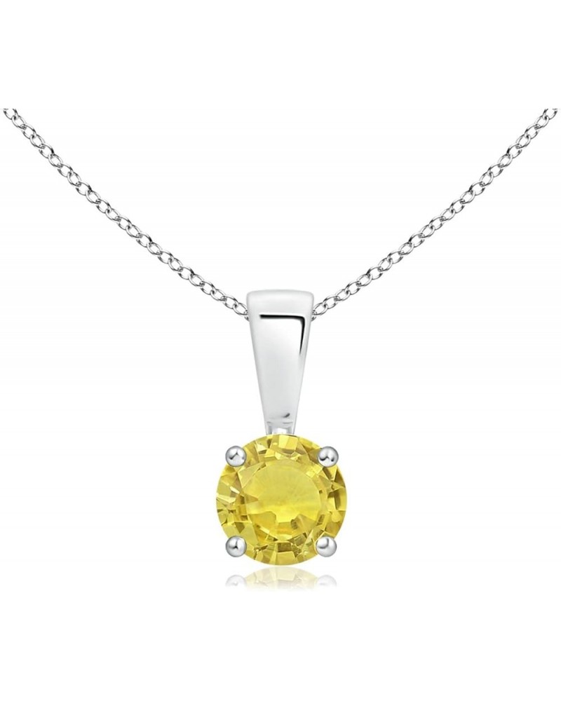 Natural Yellow Sapphire Solitaire Pendant Necklace for Women, Girls in 14K Solid Gold/Platinum/Sterling Silver | September Bi...