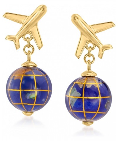 Italian Multi-Gemstone Globe and Plane Drop Earrings in 18kt Gold Over Sterling $49.82 Earrings