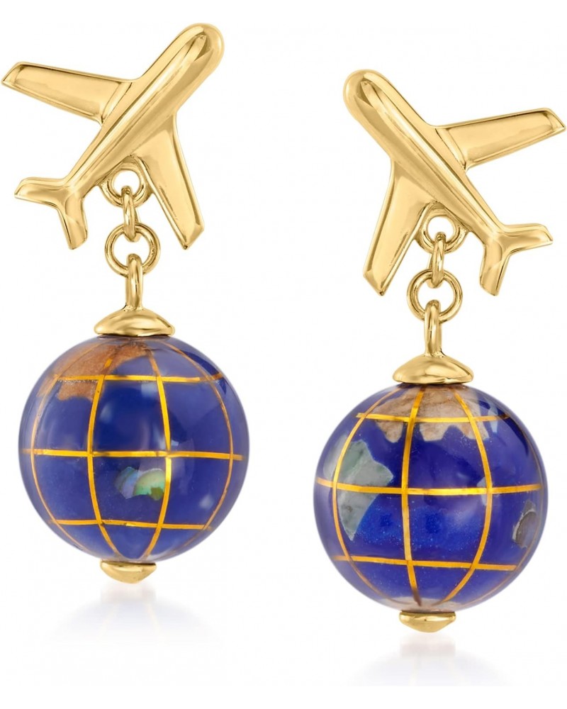 Italian Multi-Gemstone Globe and Plane Drop Earrings in 18kt Gold Over Sterling $49.82 Earrings