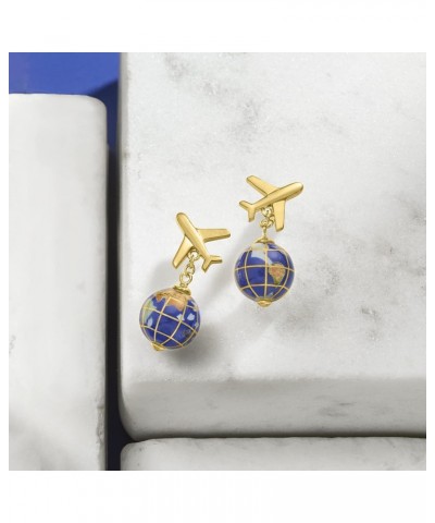 Italian Multi-Gemstone Globe and Plane Drop Earrings in 18kt Gold Over Sterling $49.82 Earrings