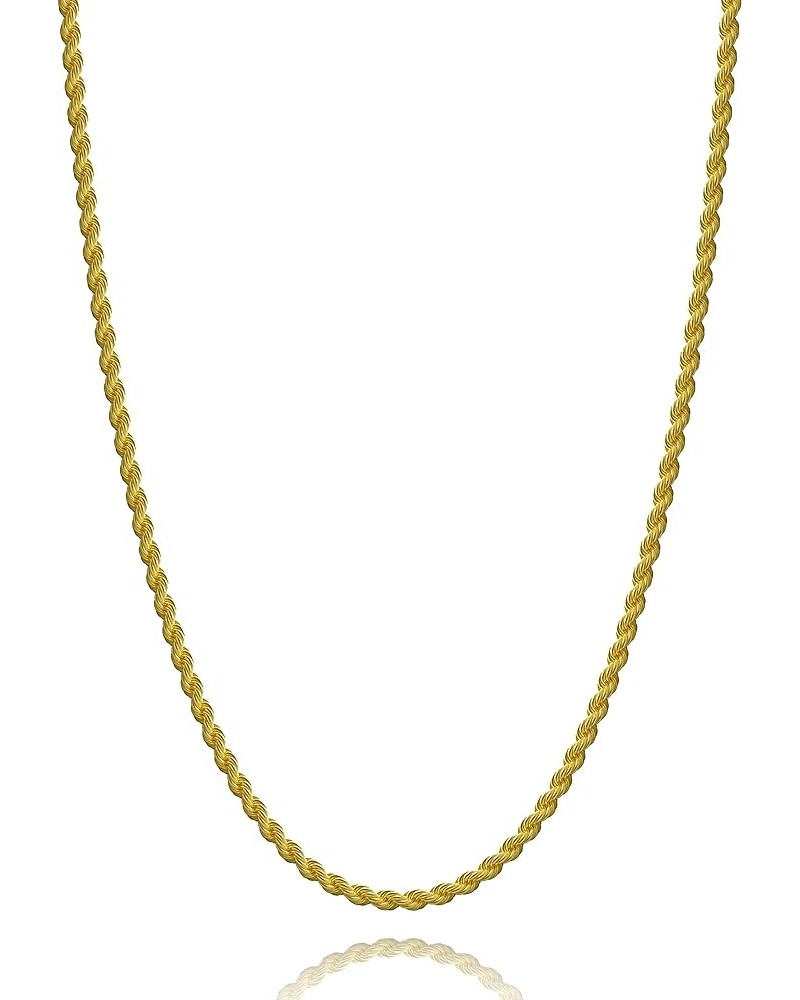 18k Gold Plated Necklace, Real Gold Plated Rope Chain Necklace, Stainless Steel Twist Chain Necklace for Men and Women, Lobst...