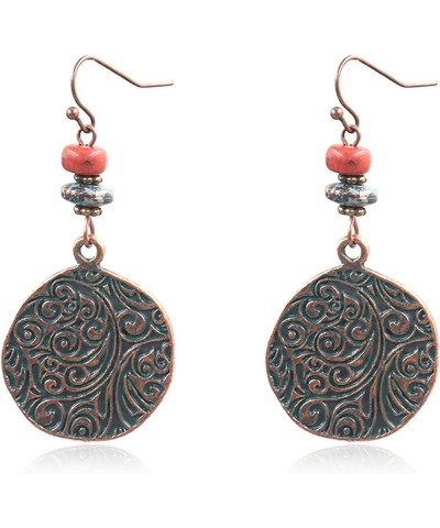 Vintage Bohemian Dangle Earrings for Women Retro Geometric Round Earrings Hollow Out Sculpted Ethnic Earrings Boho Statement ...