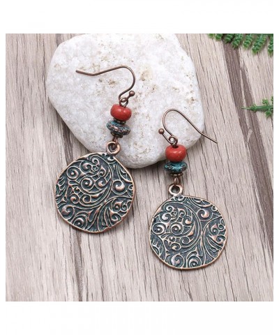 Vintage Bohemian Dangle Earrings for Women Retro Geometric Round Earrings Hollow Out Sculpted Ethnic Earrings Boho Statement ...