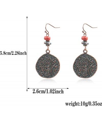 Vintage Bohemian Dangle Earrings for Women Retro Geometric Round Earrings Hollow Out Sculpted Ethnic Earrings Boho Statement ...